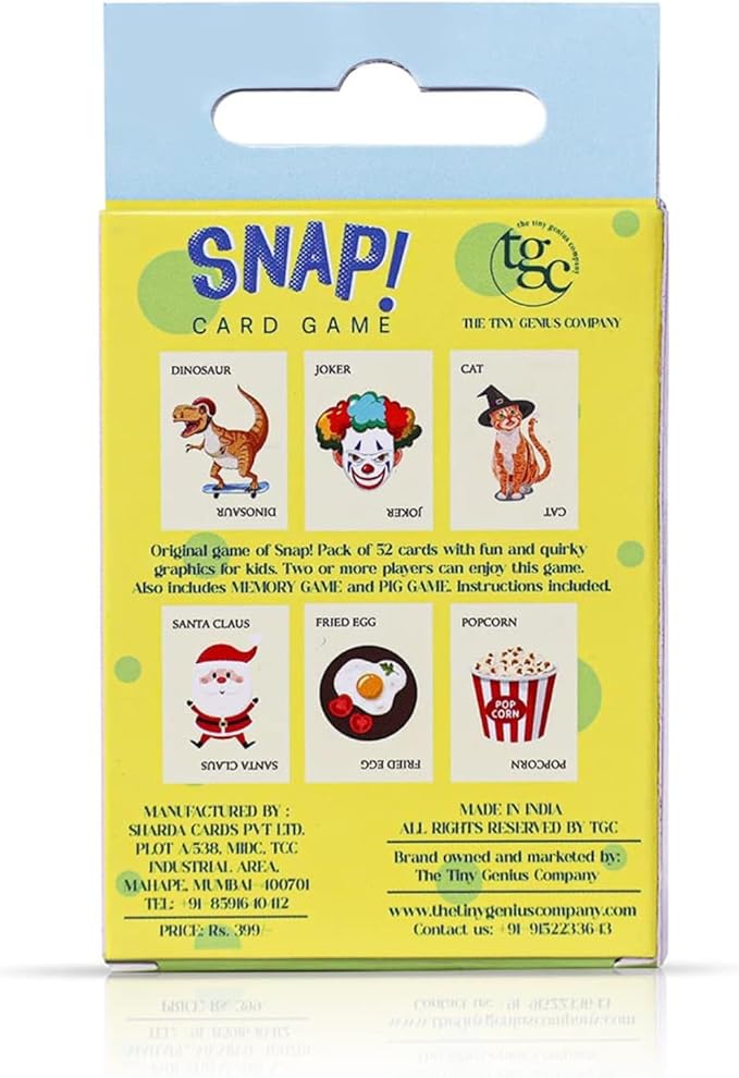 TGC Snap Cards 3-in-1 Summer Card Game Set for Kids – 3 Decks, Educational Memory Match & Creativity, 52 Durable Playing Cards for Ages 4 & Up, Fun Family Game Night, Travel-Friendly, Screen-Free Play