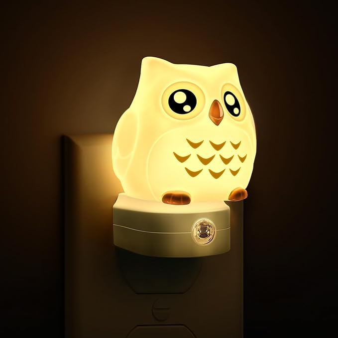 L LOHAS LED Owl Night Light for Kids, 3D Owl Night Light Plug in Wall, Dusk to Dawn Sensor, 8-Color Changing+Soft White 3000K, 3 Lighting Modes, Nursery Night Lights, Children, Room Decor