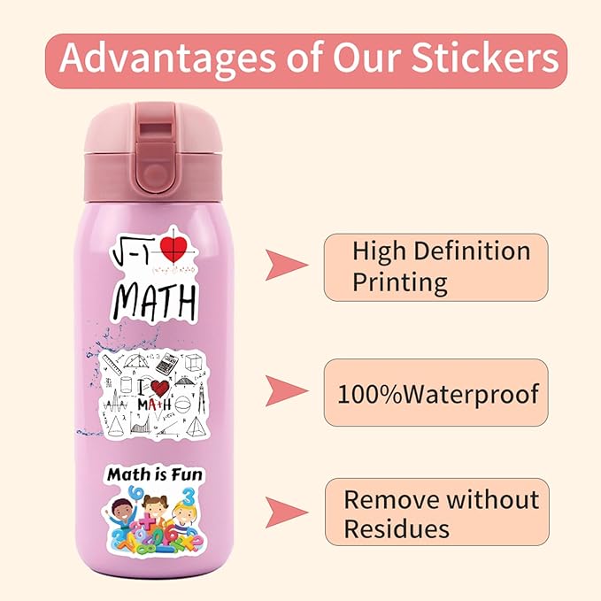 120PCS Math Stickers Funny, Math Gifts for Student Vinyl Waterproof for Water Bottle Laptop Luggage Guitar Gifts for Teens Girls Kids Adult Students