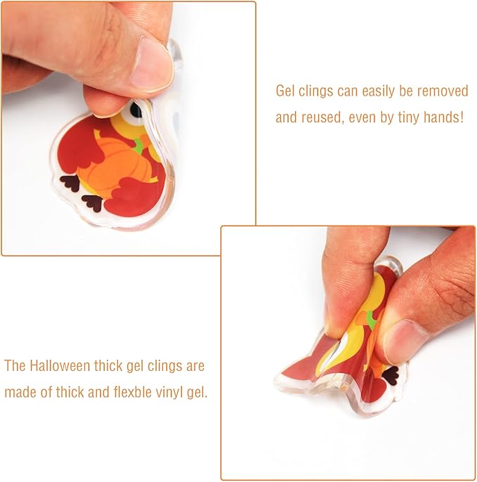 20 PCS Autumn Clings Fall Thick Gel Cling Window Gel Decals Stickers for Kids, Toddlers and Adults Home Airplane Classroom Nursery Autumn Fall Thanksgiving Party Supplies Decorations (Thanksgiving)