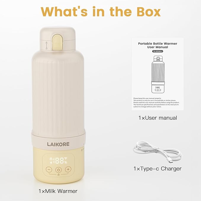 2025 AI Portable Baby Bottle Warmer for Travel – 17oz Cordless Milk Warmer with Detachable Battery, USB Rechargeable Breast Milk Warmer, Baby Bottle Heater for Home and On-The-Go Use