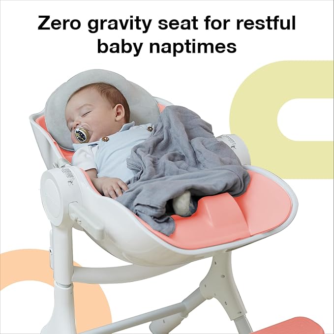 ORIBEL Cocoon Z High Chair & Baby Lounger | Perfect High Chair for Toddlers/Newborns | Glides Easily on All Surfaces | Secure Locks | Convertible Chair for Napping & Feeding (Cotton Candy Pink)
