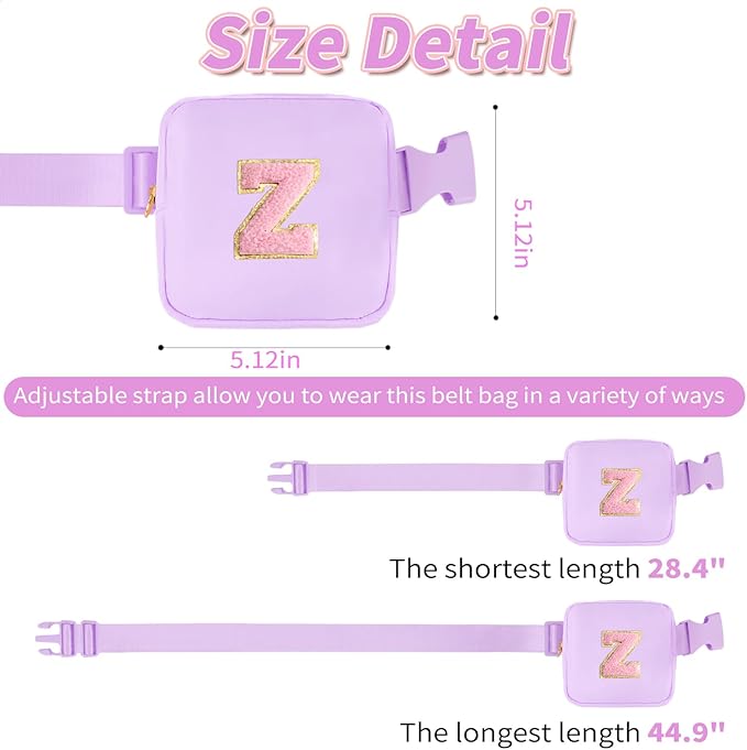 Mini Belt Bag Fanny Pack with Initials Letter Patch Small Crossbody Bags Cute Stuff Birthday Gifts for Teenager Girls Trendy Stuff for Teens - Z,Lavender