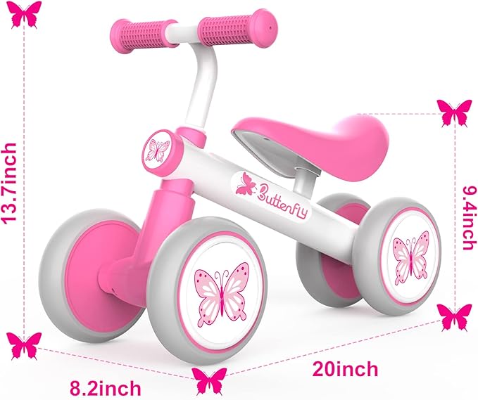 Baby Balance Bike 1 Year Old, Toddler Bike for One Year Old Girl Birthday Gift, 1-3 Years Toddler First Bike with No Pedal & Silence Wheels, Ride on Toy Gifts for 1 Year Old Girl