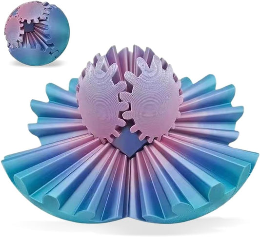 3D Printed Gear Ball, Gears phere Gear Ball Fidget Toy, Puzzle Balls, Fidget Ball, Cube Fidget Toy ,Gear Ball Toys for Classroom Prizes, Party Birthday, Anxiety Relaxing and Stress. (Pink and Cyan)