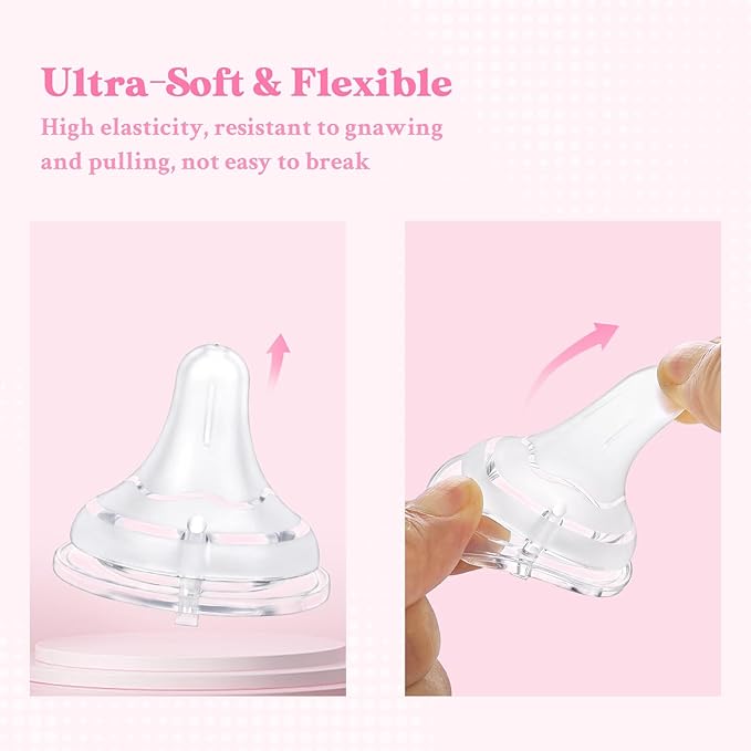 LittleForBig Silicone Soft Touch Adult Bottle Nipples Replacement Teat Compatible with LittleForBig Bottles - Assorted 3-Pack