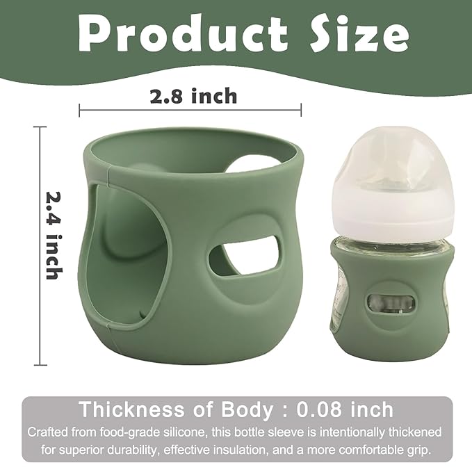 4 Pack Silicone Sleeves for Avent Natural Glass Baby Bottles, Anti Breakage Bottle Holder, Compatible with Philips Avent Glass Natural Baby Bottles (Blue+Gray+Green+White, 4 OZ)