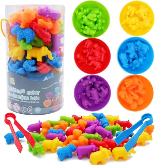 JOCHA Color Sorting and Counting Animals Toys for Toddlers 3 5 4 Years Old Preschool Matching Learning Educational Game Montessori Sensorys Math Classification Activities Toys for Kids Boys Girls