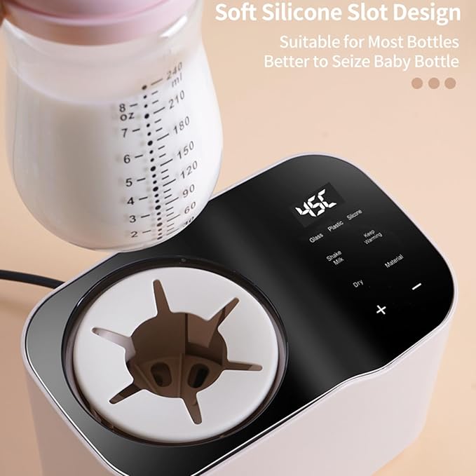 Waterless Bottle Warmer with Shake Function, Safer for Baby, Wash Free, Surrounding Hot Air Heating Breastmilk Evenly to Ideal Temp Baby Bottle Warmer for Safe Heating Milk Warmer