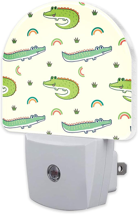 Cute Cartoon Crocodiles Night Light, Childish Crocodiles Dusk to Dawn Night Light Plug in,0.5w Energy Saving Sleep Friendly Nightlights for Kids Boys Girls Home Decor