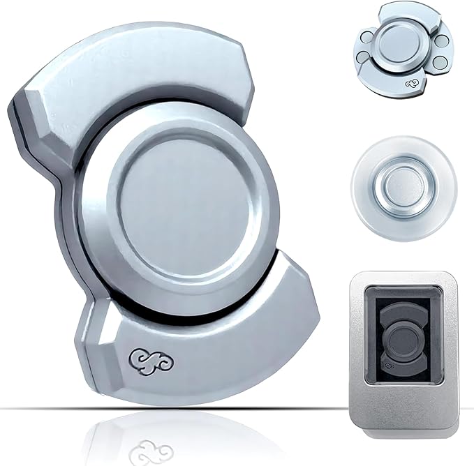 3-in-1 Alloy Fidget Toys Adults - Fidget Spinner,Clicker,Slider Modes,Ultra-Silent,High-Speed Rotation,3-Minute Spin Time,Compact Stress Relief Toy for Adult(Silver)