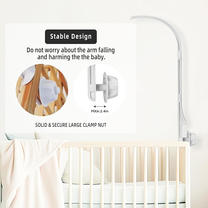 Baby Mobile Arm for Crib, Rotating Mobile Hanger, Plastic Crib Mobile Arm, Nursery Decor