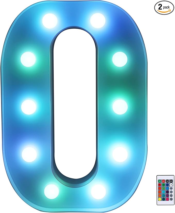 Foaky Colorful LED Letter Lights with Remote,Marquee Light Up Letters Sign for Night Light Wedding/Birthday Party Battery Powered Christmas Lamp Home Bar Decoration(O)