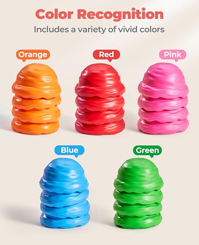 JoyCat Ice Cream Preschool Learning Activities Counting and Color Sorting Set Stacking Toys for Kids 1-5, Educational Fine Motor Skills Toys, 30PCS Math Manipulatives Learning Food Toys