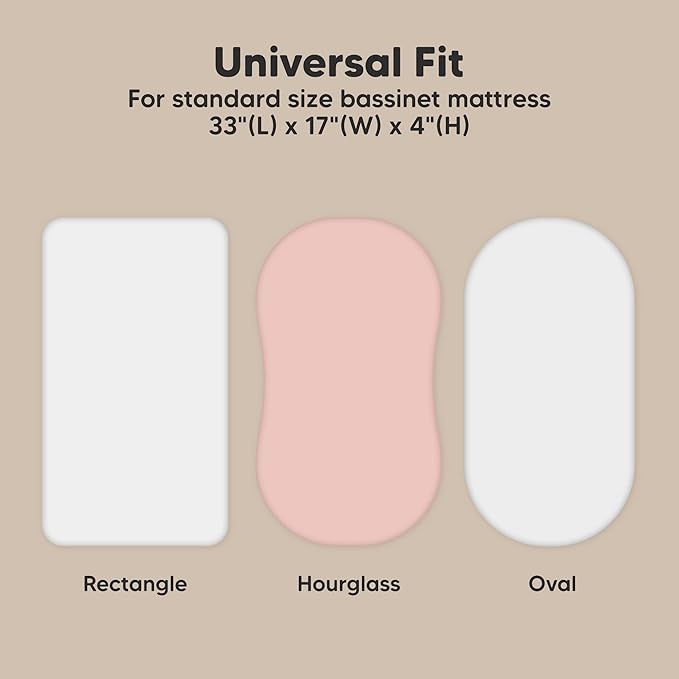 2-Pack Organic Bassinet Sheets for Girls, Boys - 100% Cotton Bassinet Mattress Sheets Compatible with Halo Bassinest Swivel Sleeper, Graco, Baby Delight, Chicco, Unisex Fitted Bassinet Sheets (Rose)