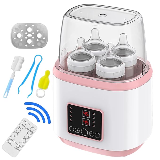 Baby Bottle Warmer ＆ Steriliser Temperature Adjustable Portable Bottle Warmer Remote Control Baby Food Heater with LCD Display for Breastmilk or Formula, Style 2