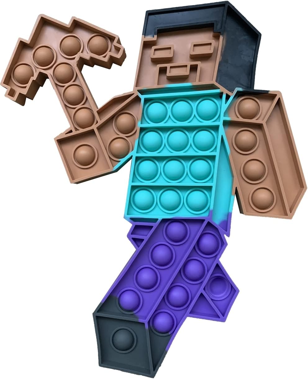 Push Minecraft Big Jumbo pop Bubble Fidget Toy, Giant Large Huge Square Stress Reliever Silicone Toy for Kids and Adults