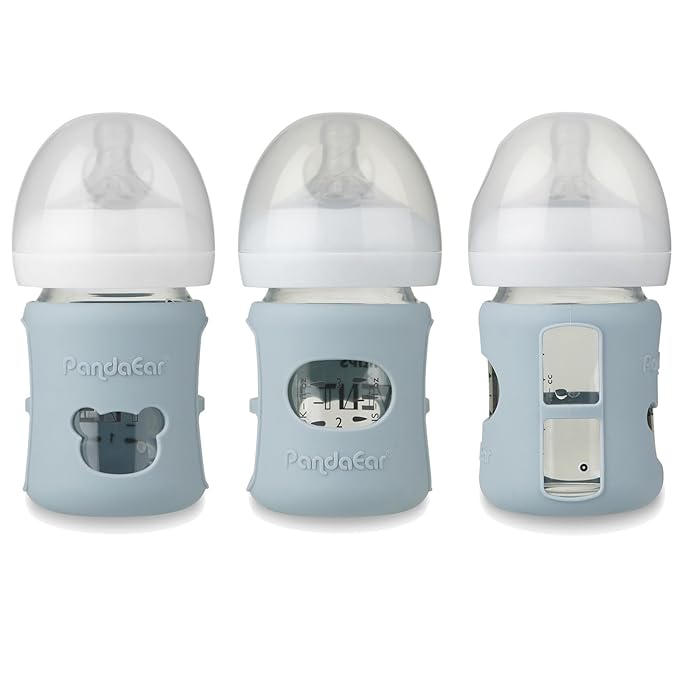 PandaEar 3 Pack Silicone Sleeves for Philips Avent Natural Glass Baby Bottles 4 oz, Shatterproof Anti-Breakage and Heat Resistant Bottle Holder, BPA-Free, Compatible with 4 oz Avent Glass Bottles