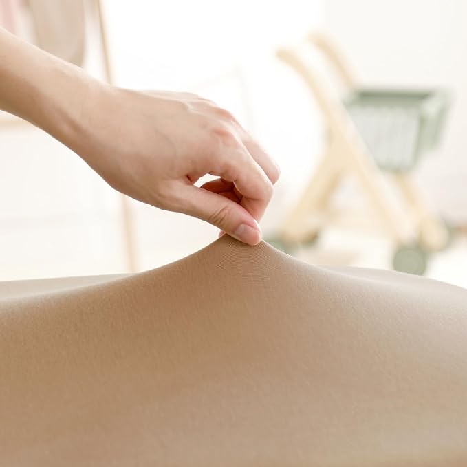 GRSSDER Stretchy Ultra Soft Fitted Bassinet Sheet 2 Pack, Universal Fit for Bassinets Baby Cradle Moses Basket Oval Rectangle Mattress Safe and Snug, Jersey Bassinet Sheets for Baby, Tan & Brown