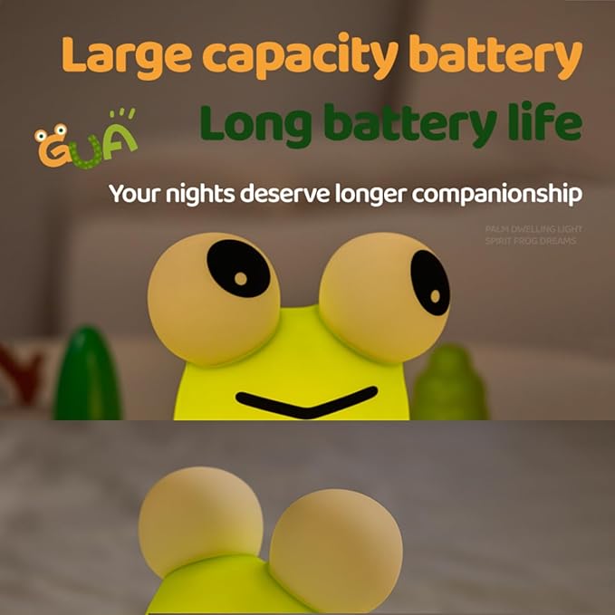 Frog Night Light for Kids, Rechargeable Bedside Touch Lamp, Dimmable, with Timer, Soft Silicone Nursery Night Light, Breastfeeding, Toddler, Baby, Kids Decoration