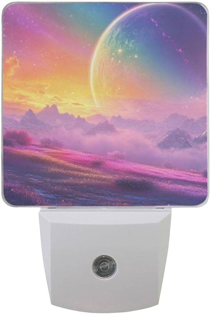 Aslsiy Night Light for Kids Rainbow Fantasy Universe (7) Plug in Wall Lamp LED Dusk to Dawn Sensor Energy Saving Nightlight for Boys Girls Men Women