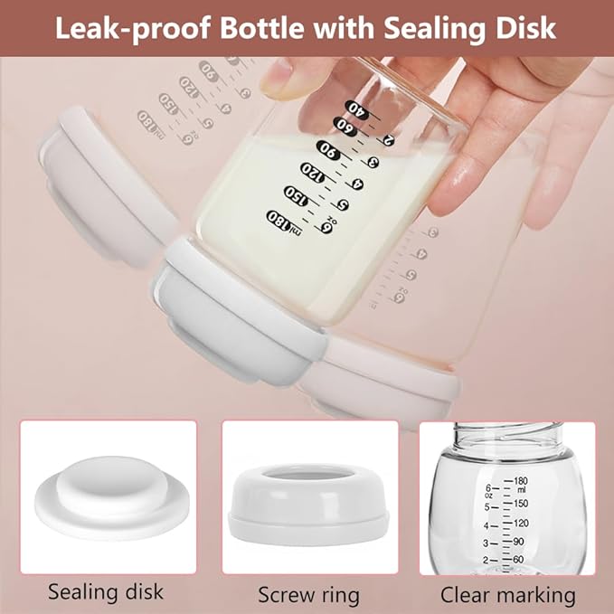 4pcs Breast Pump Collection Bottles for Spectra S2 S1 9 Plus Motif Luna Breast Pumps, 6.oz 180ml Reusable Wide Neck Bottles with Collar and Sealing Disc, Replace for Spectra Bottle