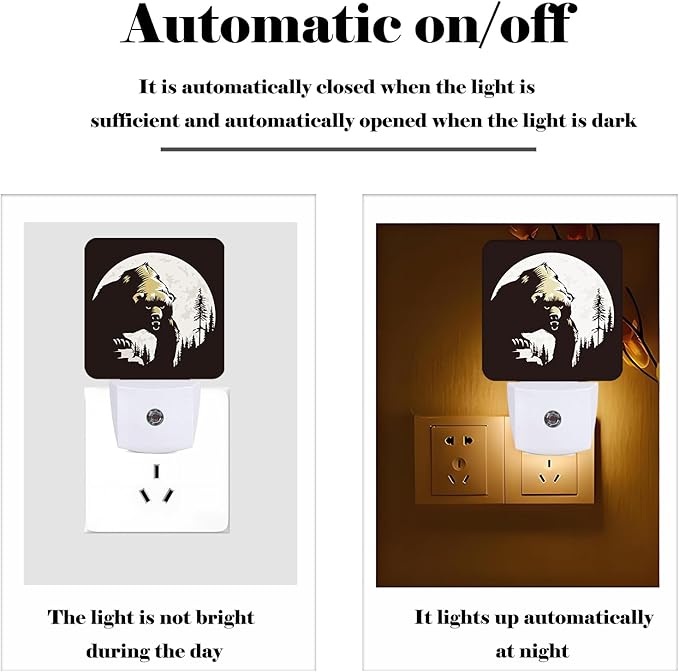 Brown Bear Night Light,Plug-in Nightlights Auto Sensor Night Lamp Dusk-to-Dawn Lamp Home Decor for Nursery Children Girls Boys