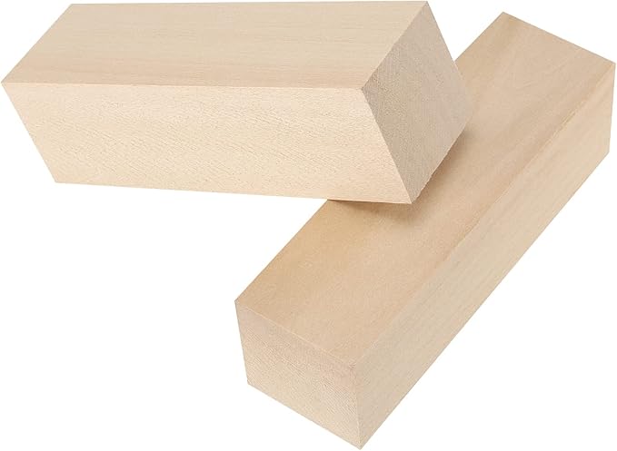 JAPCHET 12 Pieces 5 x 1-1/2 x 1-1/2 Inch Basswood Carving Blocks, Natural Carving Blocks, Unfinished Basswood Blocks for Carving, Crafting and Whittling