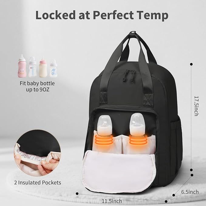 CEI-CEI Diaper Bag Backpack Large Baby Diaper Bag Water-resistant Travel Diaper Backpack for Boys Girls Newborn with Insulated Pockets, Changing Pad, Stroller Straps