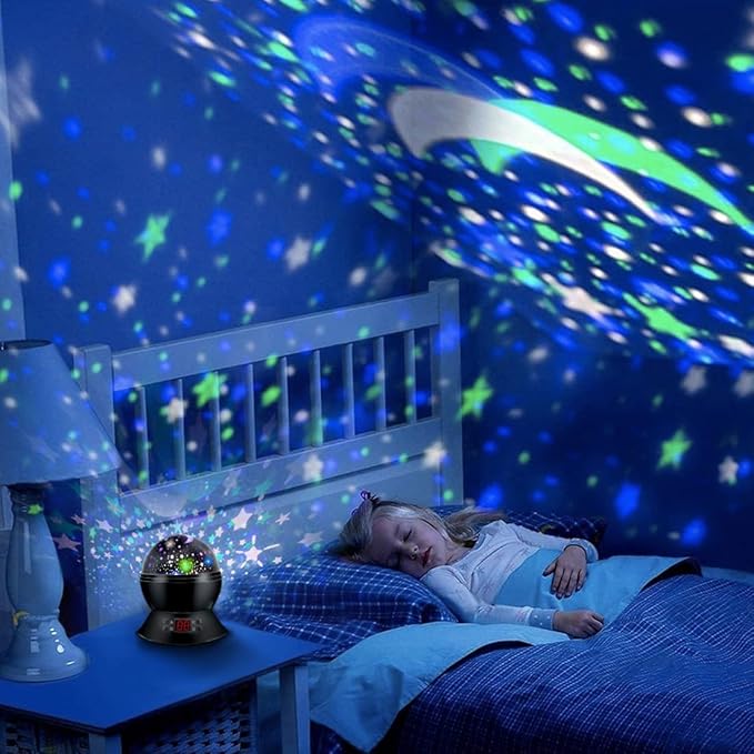 Star Projector Night Lights for Kids with Timer, Toys for 2-5-14 Year Old Boys Room Lights for Kids Glow in The Dark Stars Moon for Child Sleep Peacefully, Birthday Gifts for Boys-Black