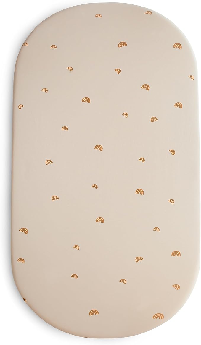 mushie Stretchy & Soft Bassinet Crib Sheet | Fitted 16" x 30" (Rainbows)