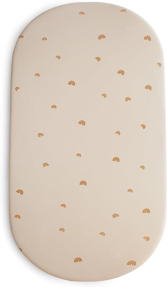 mushie Stretchy & Soft Bassinet Crib Sheet | Fitted 16" x 30" (Rainbows)