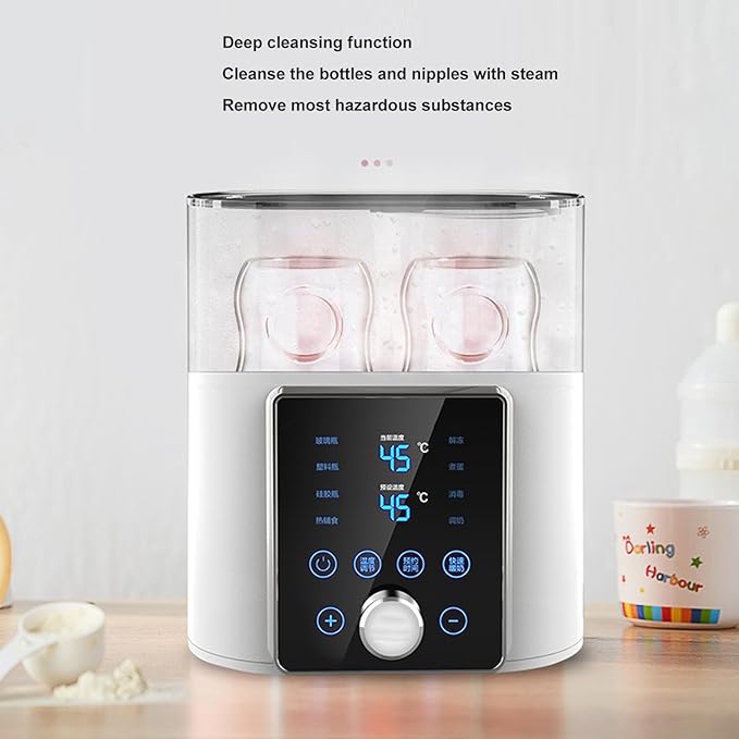 Asixxsix Baby Bottle Warmer, 2 in 1 Deep Cleansing Baby Milk Warmer, Dual Baby Bottle Warmer with Accurate Temperature Control, Heat Baby Food Jars, Constant Temperature