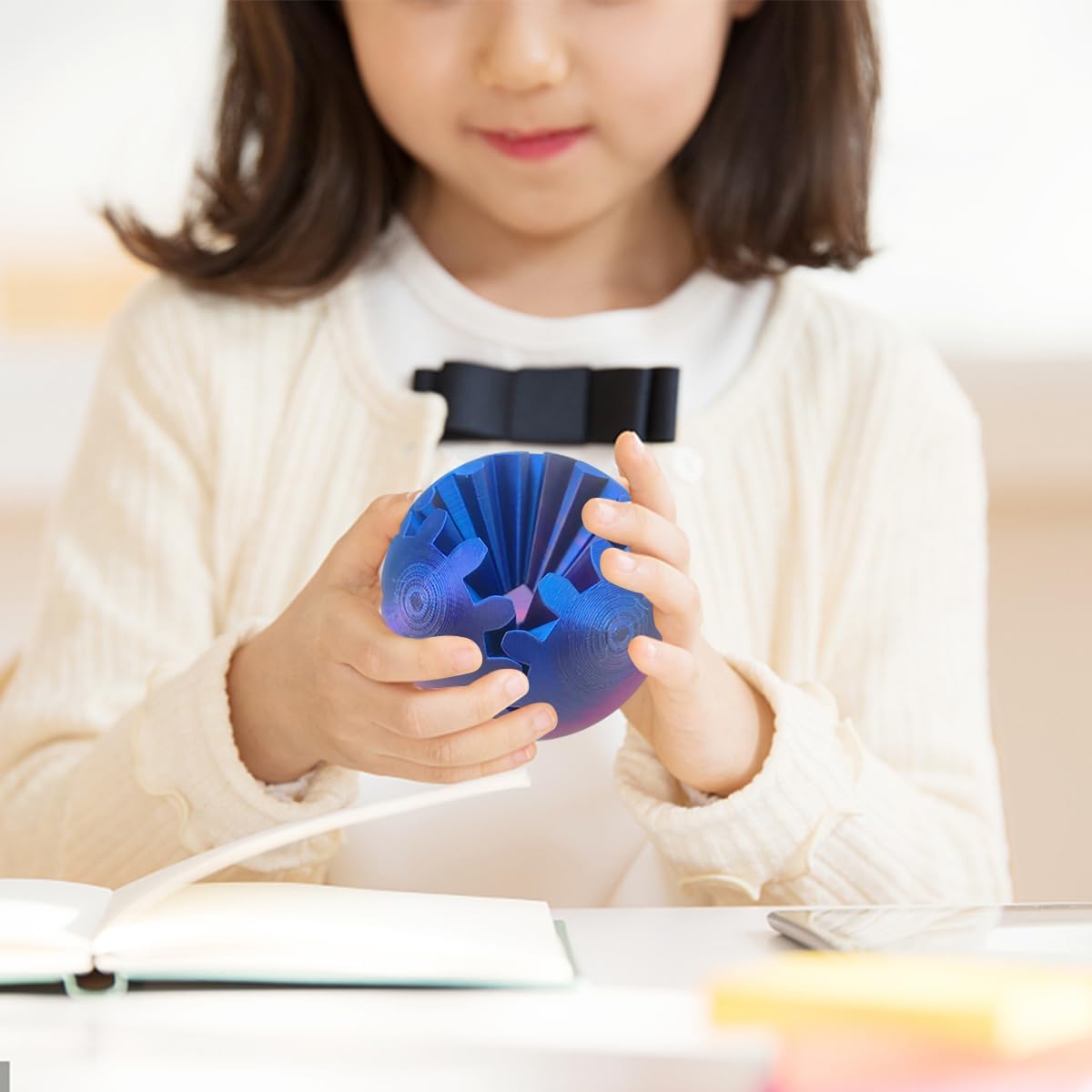 Gear Ball - 3D Printed Gear Ball Spin Ball or Cube Fidget Toy,Gear Sphere,Gear Ball Fidget Toy,Stress Ball,GearSphere Desk Toy,Fidget Ball,Gear Toy for Stress and Anxiety Relaxing (Purple, 8cm)