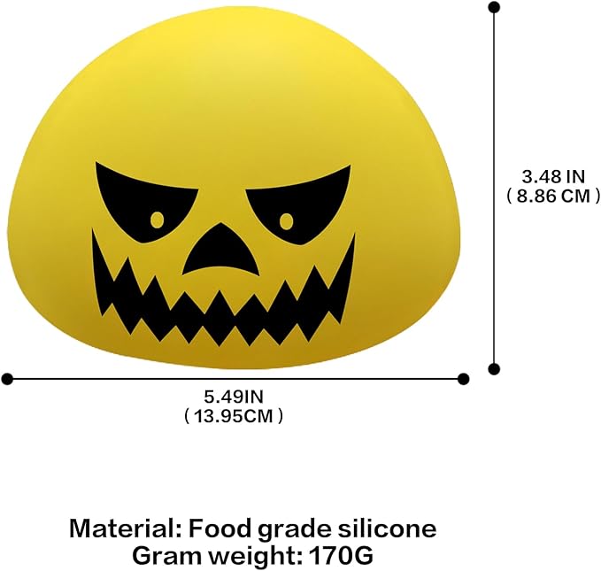 Funny Devil Pumpkin Night Light - Color Changing Half-Sphere Silicone Lamp, Battery Powered, Dimmable Glow for Halloween Christmas Decor, Novelty Gift (Yellow)