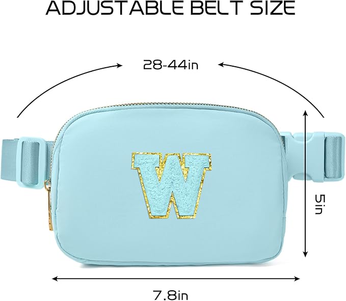 Gitus Gifts for 8 9 10 11 12 Year Old Girls Belt Bag Fanny Pack Crossbody Bags with Initial Letter Patch Cute Stuff Birthday Gifts for Teen Girls Women Personalized Trend Stuff (Icing Blue-W)
