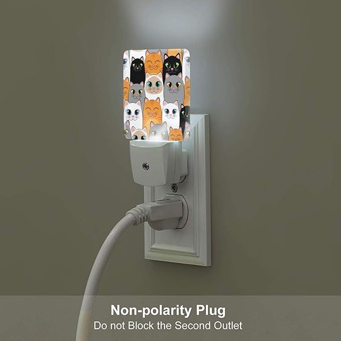 Cats Night Light,Plug Into Wall Decor for Stairway,Hallway,Kitchen,Dusk to Dawn Sensor Nightlights for Boys/Girls/Women/Men Room Gifts