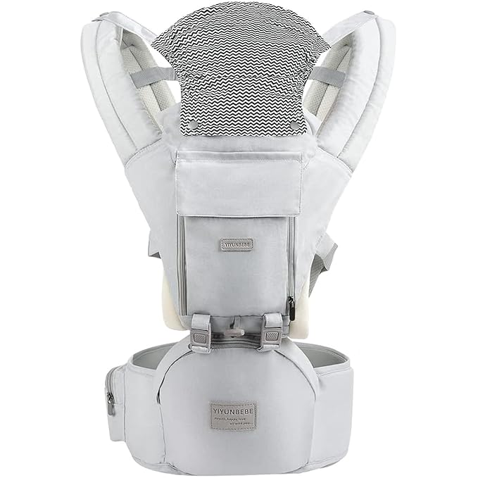 Baby Carrier Newborn to Toddler Baby Carriers with Seat Infant Baby Holder Backpack Baby Carriers Front and Back for Carrying and Hiking (Light Grey)