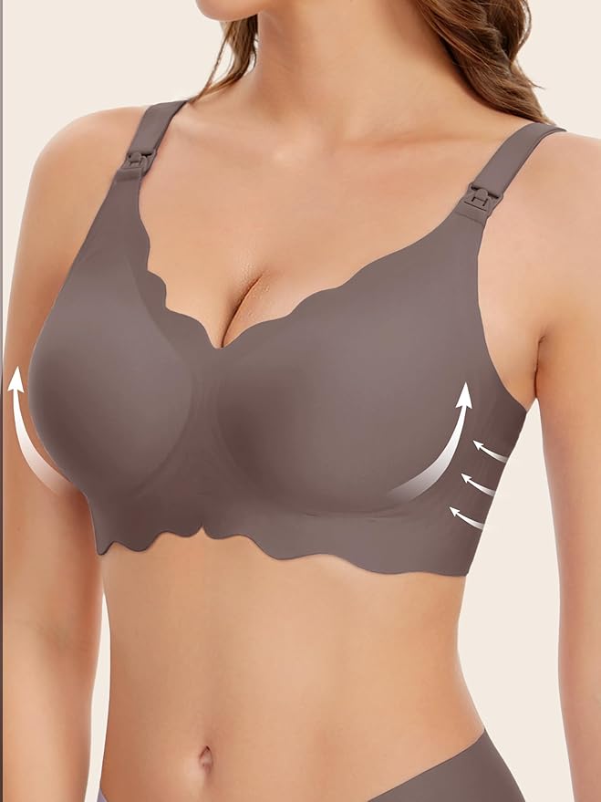 Angelhood Nursing Bras for Breastfeeding Ultra Comfort Seamless Maternity Bra Wireless Pregnancy Bralette with Bra Extender
