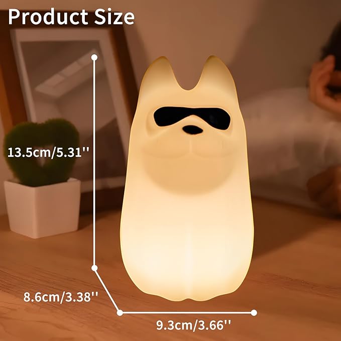 Cute Dog Night Light, 7 Colors Want Want Nightlight, LED Bedside Lamp, Touch-Sensitive for Bedroom, Living Room,Dorm Room Decor for Christmas Gift Baby Kids Girls Teens
