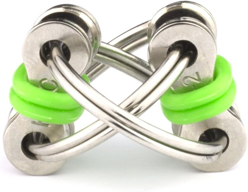 Tom's Fidgets Original Flippy Chain Fidget Toy - Perfect for ADHD, Anxiety, and Autism - Bike Chain Fidget Stress Reducer for Adults and Kids (1, Green)