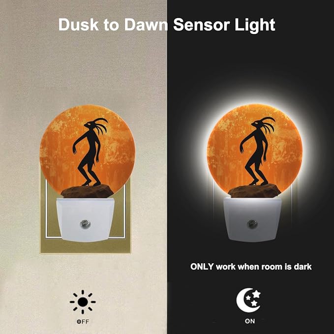 EKOBLA Orange Night Light -0.5W Dusk to Dawn Energy Efficient LED Plug-in Nightlights with Auto Sensor, Soft Glow for Nursery & Bathroom (Image of Native American Cultural Gods)