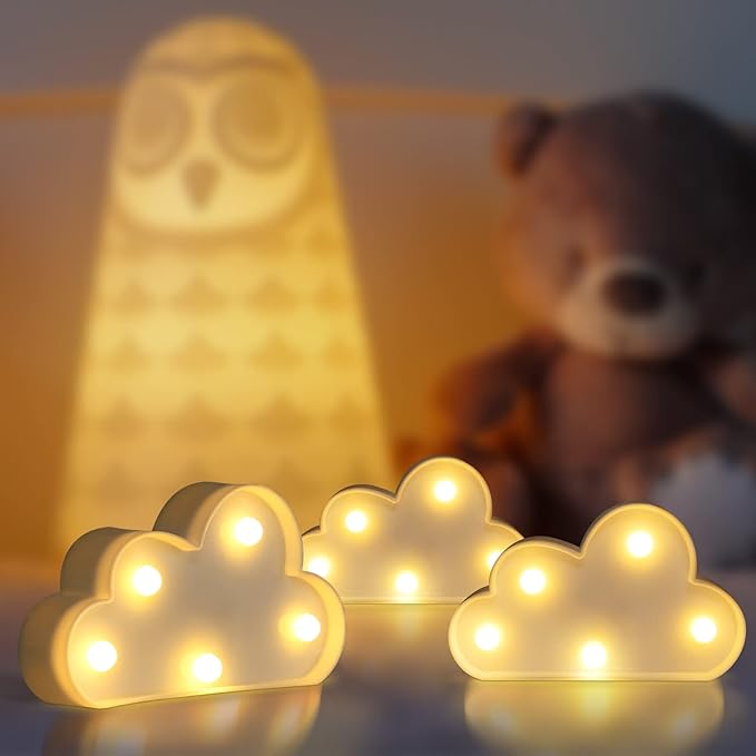 clothmile 3 Pcs LED Cloud Night Light Can Be Hung On The Wall Kids Room Room Light, Suitable for Birthday Party Holiday Decoration Baby Room Nursery Decoration (Cloud)
