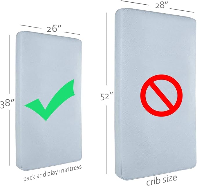 Waterproof Pack and Play Mattress Pad Sheets Fitted, Cotton Fabric Pack and Play Protector, Fits Graco Play Yard, Baby Mini Crib Sheet Cover