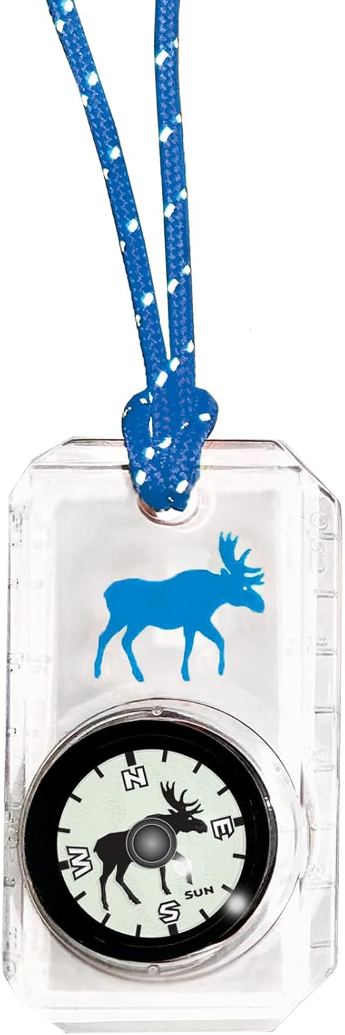 Big Discoveries Wildlife Compass for Kids - Children's Compasses for Camping, Hiking, and Exploring | Break-Away Neon Lanyard