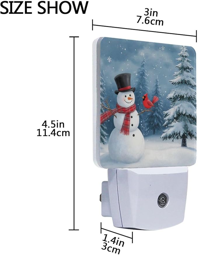 Aslsiy Night Light for Kids Cute Snowman Red Bird Forest (2) Plug in Wall Lamp LED Dusk to Dawn Sensor Energy Saving Nightlight for Boys Girls Men Women