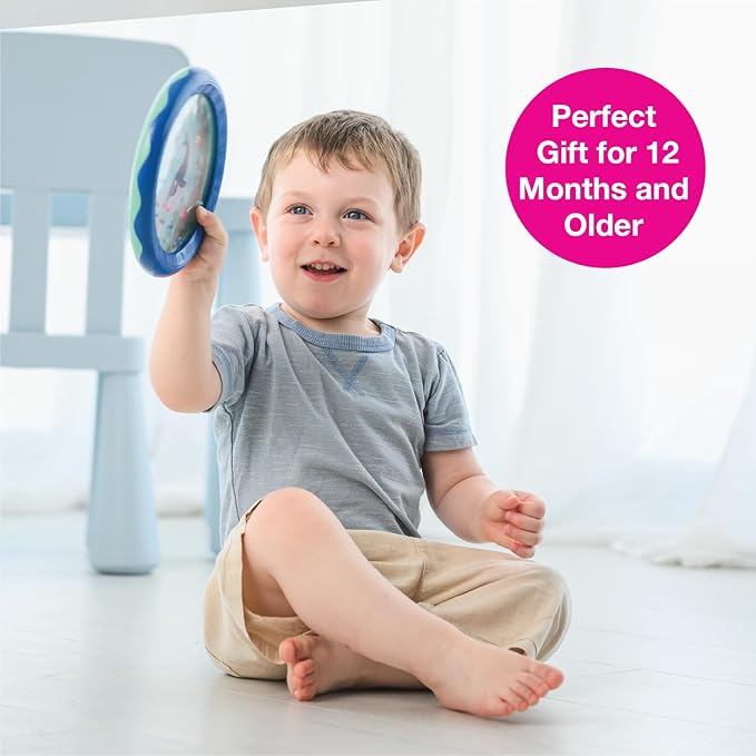 Edushape Sea World Drum for Baby - Set of 1 Ocean Baby Drum Toy for Toddlers 1-3 - Small Drums Musical Toy for Babies 1 Year Old and Up, Soothing Sounds, Fun Tummy Time and Sensory Development