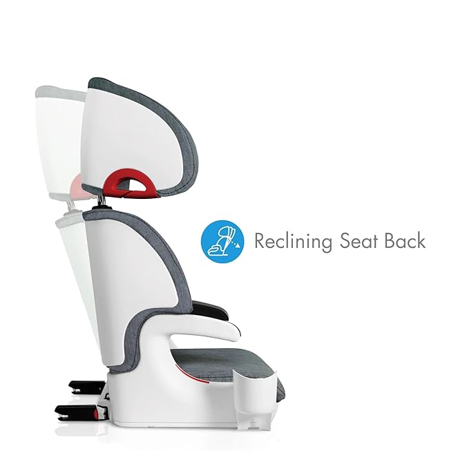 Clek Oobr High Back Booster Seat with Adjustable Headrest, Reclining Design, Latch System, and Retardant-Free Fabric (Vintage Ziip)