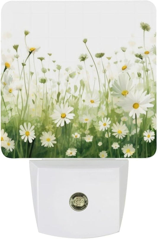 Flowers Night Light, Plug into Wall Decor Nightlights for Bedroom, Bathroom, Hallway, Kitchen, with Dusk to Dawn Light Auto Sensors LED Night Lights for Boys Girls Women Men Room Gifts