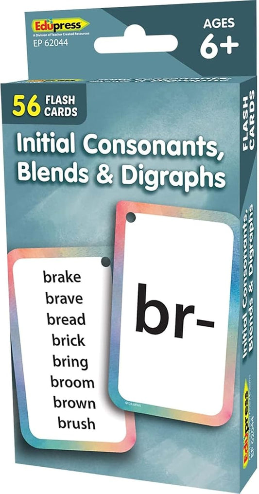 Teacher Created Resources Initial Consonants, Blends & Digraphs Flash Cards (EP62044) 3-1/8" x 5-1/8"